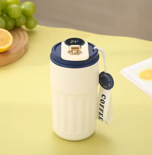 FX Factory Thermosbeker 450 ml – RVS 316, Dubbelwandig, Lekvrij, LED Display, 12U Warm/24U Koud - inHype