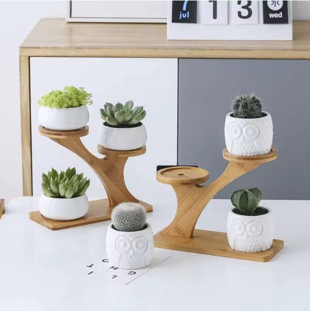 Bamboe Plantenstandaard 2 - Laags – Plantenrek Binnen – Duurzame Plantentafel – Compact & Stijlvol – Houten Plant Shelf - inHype